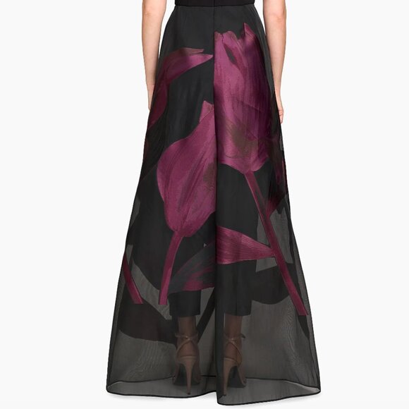 Kay Unger Mave Walk Though Jumpsuit Gown Fig Black 10 NWT $428 - Picture 11 of 13